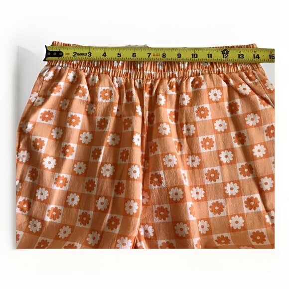 COTTON ON Sunny Flare Pull On Pants Daisy Garden Check Sweet Orange Size 6 - Picture 5 of 8